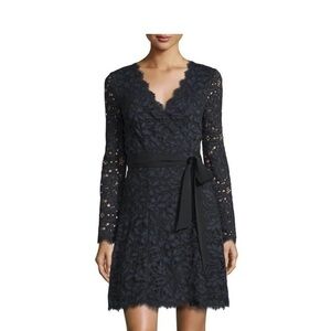 Diane Von Furstenberg Black Lace Wrap dress